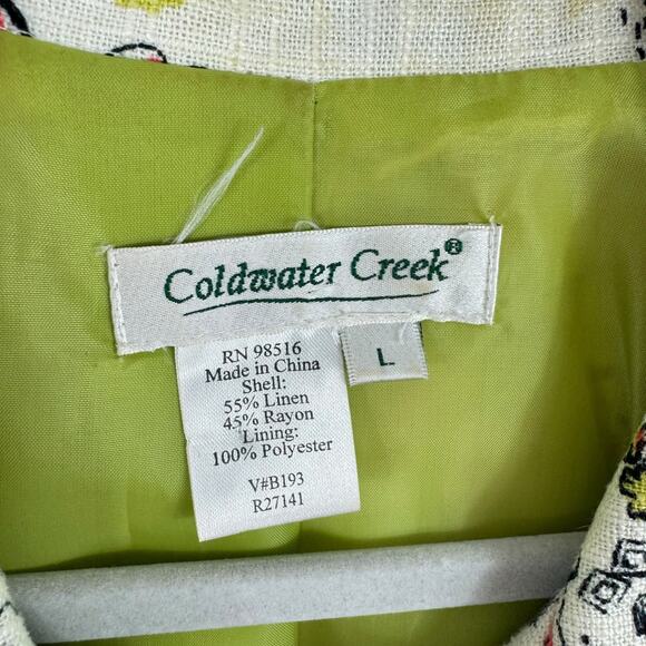 Coldwater Creek Linen Blend Cityscape Floral Button Up Collared Blazer Size L - Picture 4 of 5